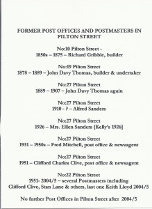 Postmasters of Pilton Street                 